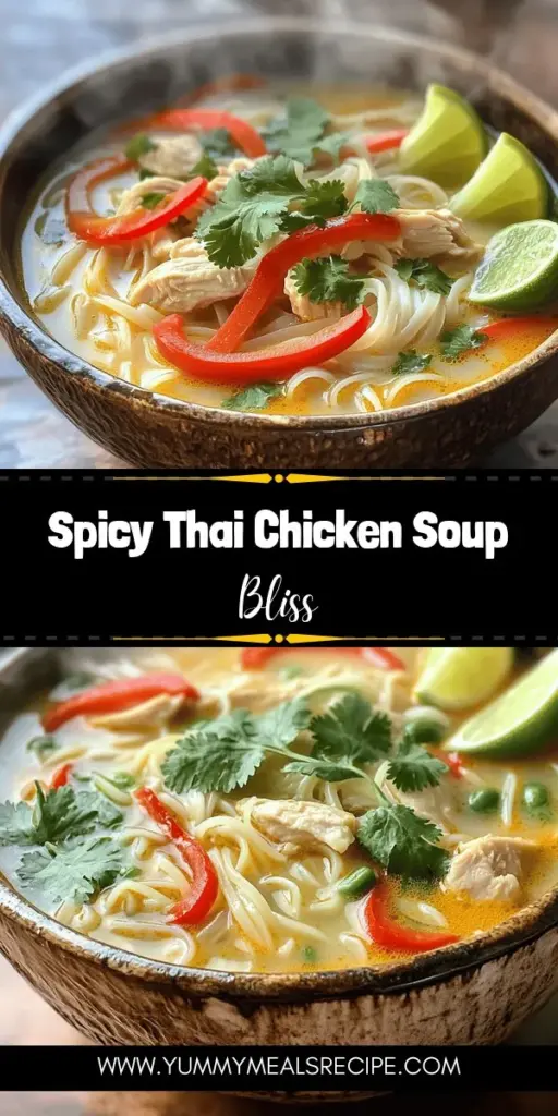 Indulge in the flavors of Thailand with this Spicy Thai Chicken Noodle Soup recipe! Perfectly balanced with tender chicken, silky rice noodles, and a rich, spicy broth, this comfort food is your go-to choice for cozy nights. Discover the ease of preparing this delicious bowl in no time and learn about the vibrant ingredients that make Thai cuisine so special. Click through to explore the full recipe and elevate your dinner experience today!