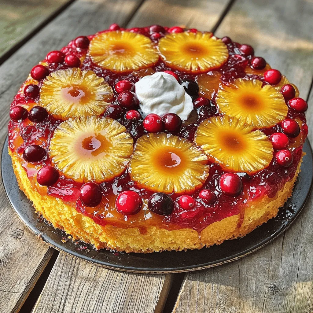 If you're a fan of delightful desserts that combine both flavor and visual appeal, then upside-down cakes are sure to have captured your heart. These cakes, with their beautifully arranged fruits on top, create a stunning presentation that is as delicious as it is beautiful. One standout version is the Cranberry Pineapple Upside-Down Cake Delight, a unique twist that marries the sweet tropical flavor of pineapple with the tartness of cranberries. This vibrant dessert not only tantalizes the taste buds but also offers an inviting splash of color, making it the perfect centerpiece for any gathering or a special treat for your family.